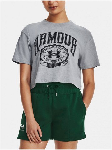 Šedé dámské sportovní tričko Under Armour UA COLLEGIATE CREST CROP SS
