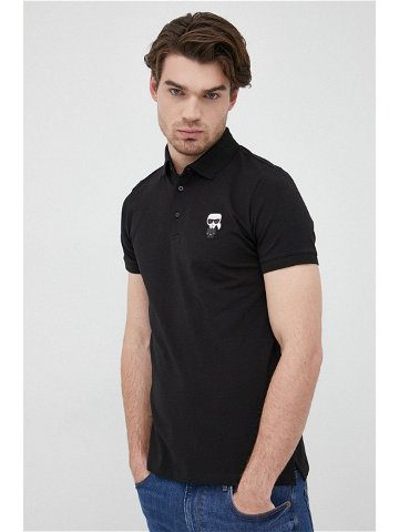 Polo tričko Karl Lagerfeld pánský černá barva s aplikací 500221 745022