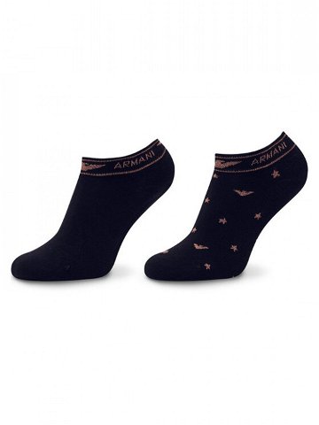 Emporio Armani Sada 2 párů dámských nízkých ponožek 92307 2F225 00135 Tmavomodrá