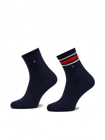 Tommy Hilfiger Sada 2 párů dámských vysokých ponožek 701224914 Tmavomodrá