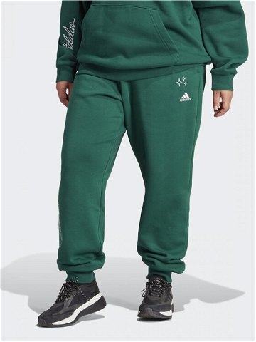 Adidas Teplákové kalhoty Scribble Embroidery Fleece IK9649 Zelená Loose Fit