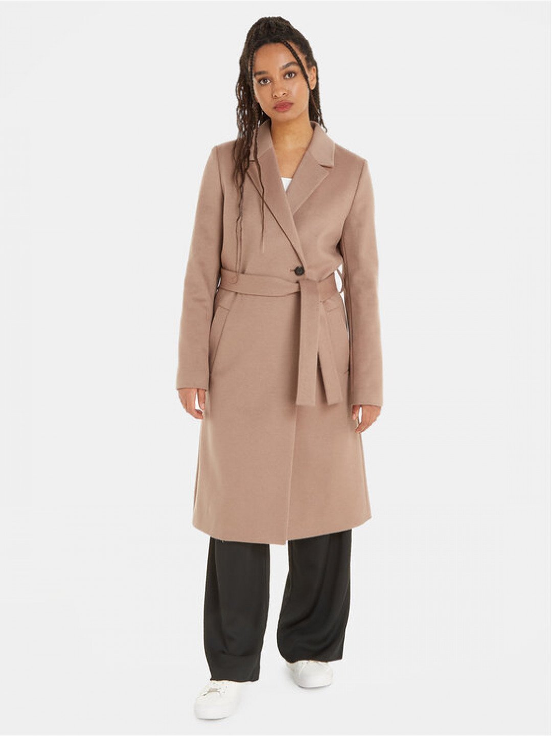 Calvin Klein Vlněný kabát Essential K20K205937 Béžová Regular Fit