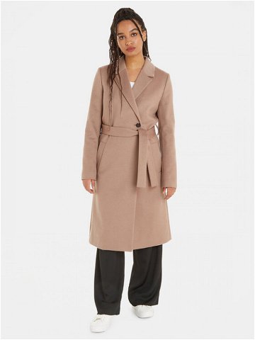 Calvin Klein Vlněný kabát Essential K20K205937 Béžová Regular Fit