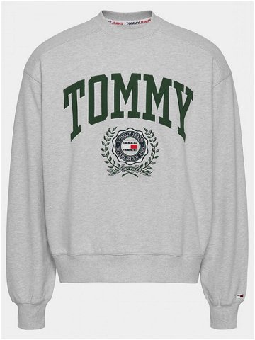 Tommy Jeans Mikina College Graphic DM0DM16804 Šedá Boxy Fit