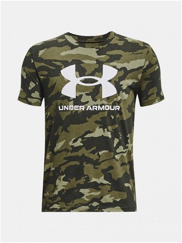 Khaki vzorované tričko Under Armour UA SPORSTYLE LOGO AOP SS