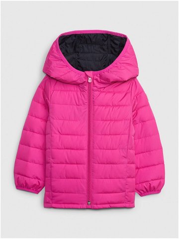 Tmavě růžová holčičí prošívaná zimní bunda Gap