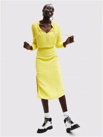 Desigual Každodenní šaty Bolonia 22WWVW68 Žlutá Slim Fit