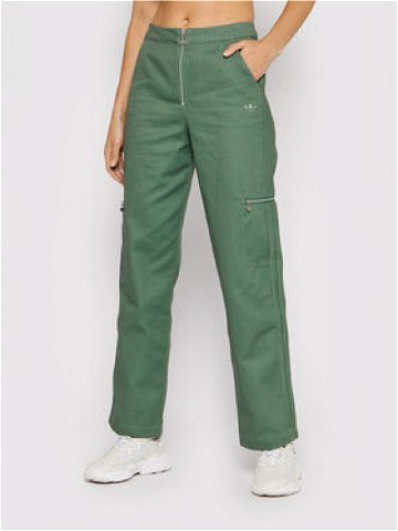 Adidas Kalhoty z materiálu Twill HE4737 Zelená Regular Fit