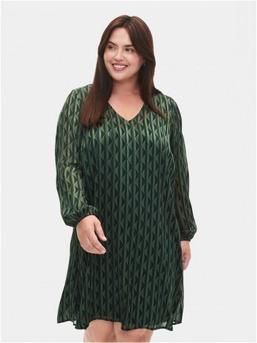 Zizzi Každodenní šaty M02356B Zelená Regular Fit