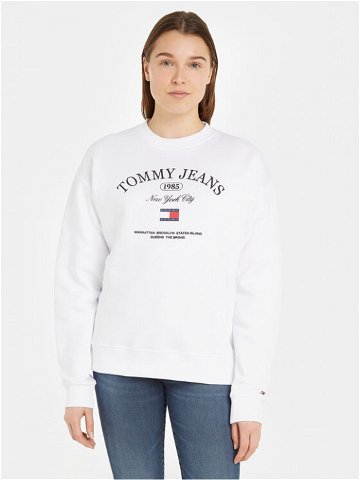 Tommy Jeans Mikina Lux Ath DW0DW16413 Bílá Relaxed Fit