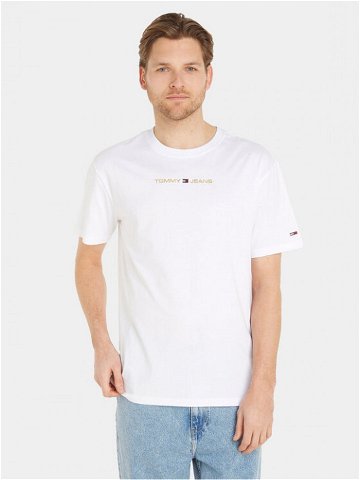 Tommy Jeans T-Shirt Classic Gold Linear DM0DM17728 Bílá Classic Fit