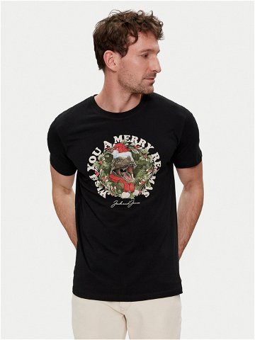 Jack & Jones T-Shirt Christmas 12221440 Černá Regular Fit