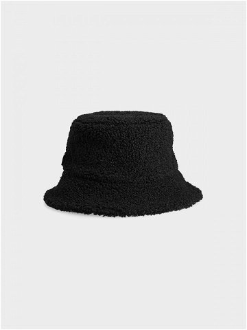 Dámský plyšový klobouk bucket hat – černý