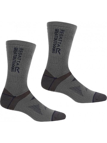 Pánské ponožky Regatta RUH041 2 Pair Wool Hiker N20 šedé Šedá 43-47