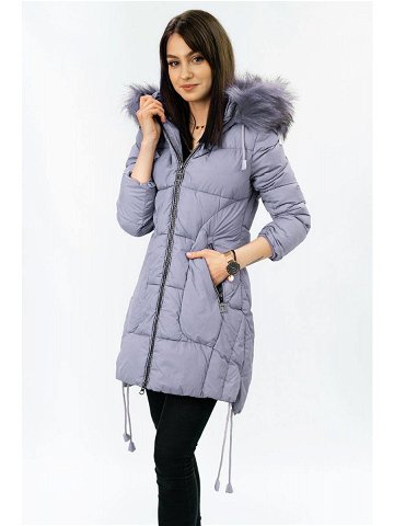 Prošívaná dámská zimní bunda ve vřesové barvě s kapucí 7690 fialová M 38