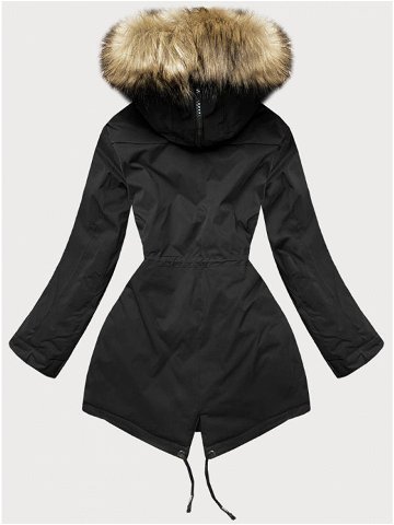 Černá dámská zimní prošívaná bunda s kožešinou M-137 odcienie czerni L 40