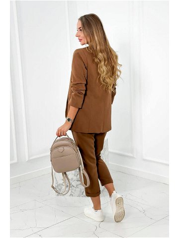 Elegantní sako s kalhotami zavázanými vpředu cappucino UNI