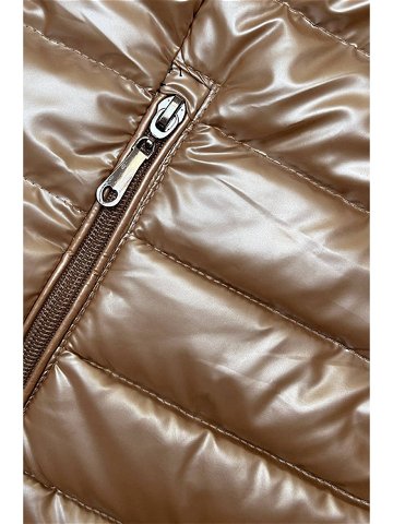 Prošívaná dámská bunda v karamelové barvě se stojáčkem 16M9110-84 Béžová XL 42