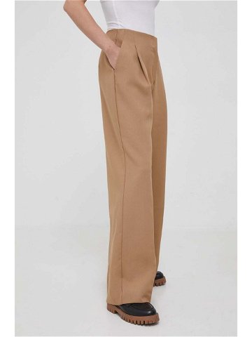 Kalhoty Medicine dámské béžová barva široké high waist