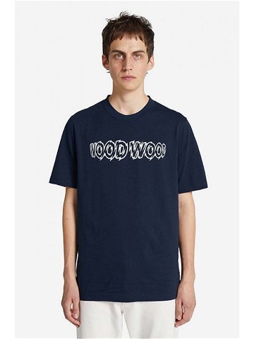 Bavlněné tričko Wood Wood Bobby Shatter Logo T-shirt tmavomodrá barva s potiskem 12225707 2489-NAVY