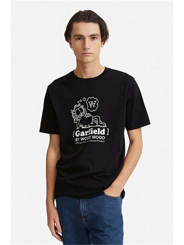 Bavlněné tričko Wood Wood X Garfield černá barva s potiskem 30045702 2222-BLACK
