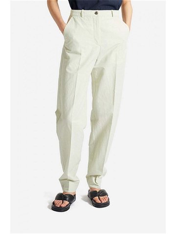 Kalhoty s příměsí lnu Wood Wood Courtney Mini Stripe Trousers 12211600-5291 PASTEL GREEN zelená barva high waist