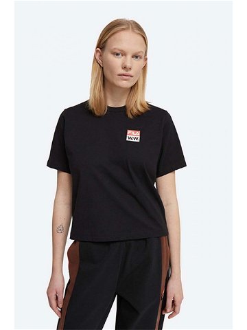 Bavlněné tričko Wood Wood Steffi T-Shirt x Fila černá barva 688376 A296-BLACK