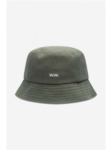 Bavlněný klobouk Wood Wood Ossian Bucket Hat zelená barva 12240817 7083-DUSTYGREEN