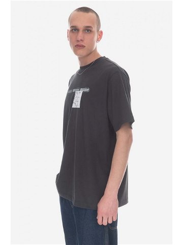 Bavlněné tričko Wood Wood Haider Texture T-shirt 12245706-2106 ANTHRACITE šedá barva s potiskem