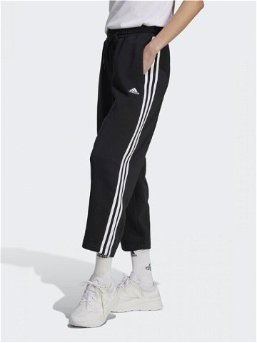 Adidas Teplákové kalhoty Essentials 3-Stripes Open Hem Fleece HZ5748 Černá Loose Fit
