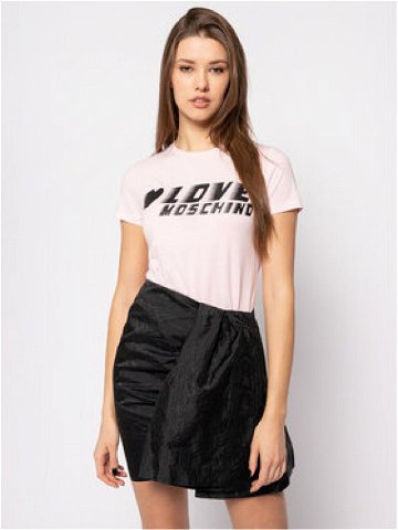 LOVE MOSCHINO T-Shirt W4F7358E 1698 Růžová Regular Fit