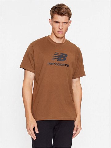 New Balance T-Shirt Essentials Stacked Logo Cotton Jersey Short Sleeve T-shirt MT31541 Hnědá Regular Fit