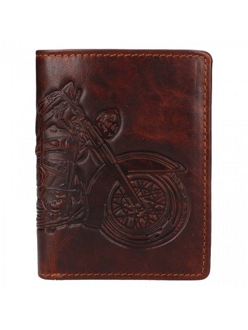 Pánská kožená peněženka 266-6401 M motorka – hnědá