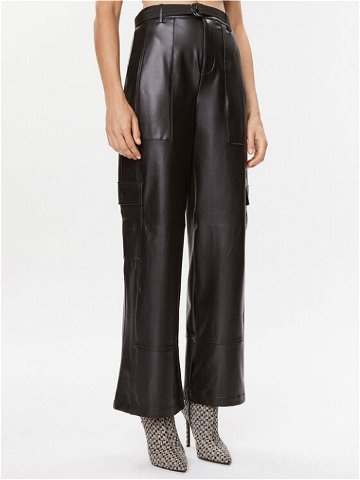 Guess Kalhoty z imitace kůže Gwen W3BB28 K8S30 Černá Straight Fit