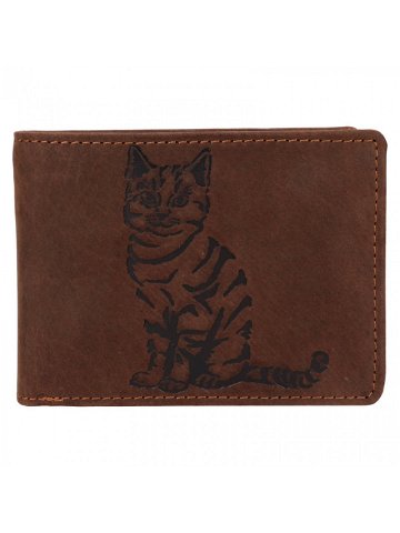 Pánská kožená peněženka 266-6403WZ kočka – hnědá