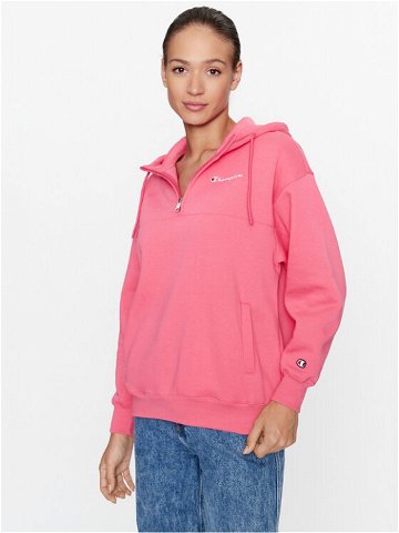 Champion Mikina Hooded Half Zip Sweatshirt 116581 Růžová Oversize