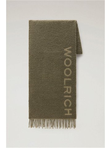 Šála woolrich alpaca wool logo scarf šedá none
