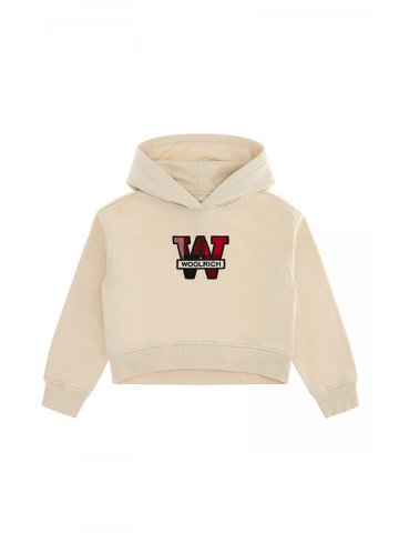Mikina woolrich cotton fleece logo hoodie bílá 12