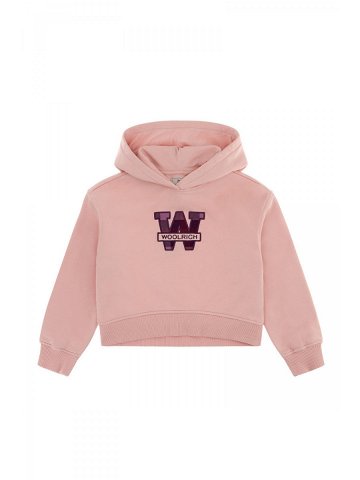 Mikina woolrich cotton fleece logo hoodie růžová 6