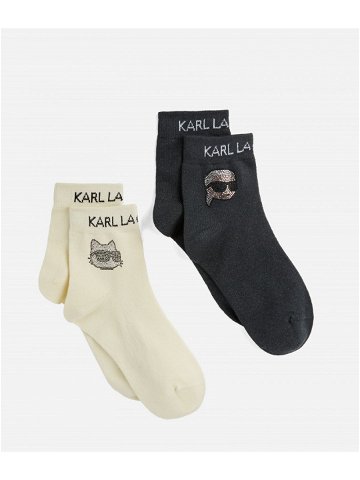 Ponožky karl lagerfeld k ikonik 2 0 rhnstn socks 2 p černá 39 42