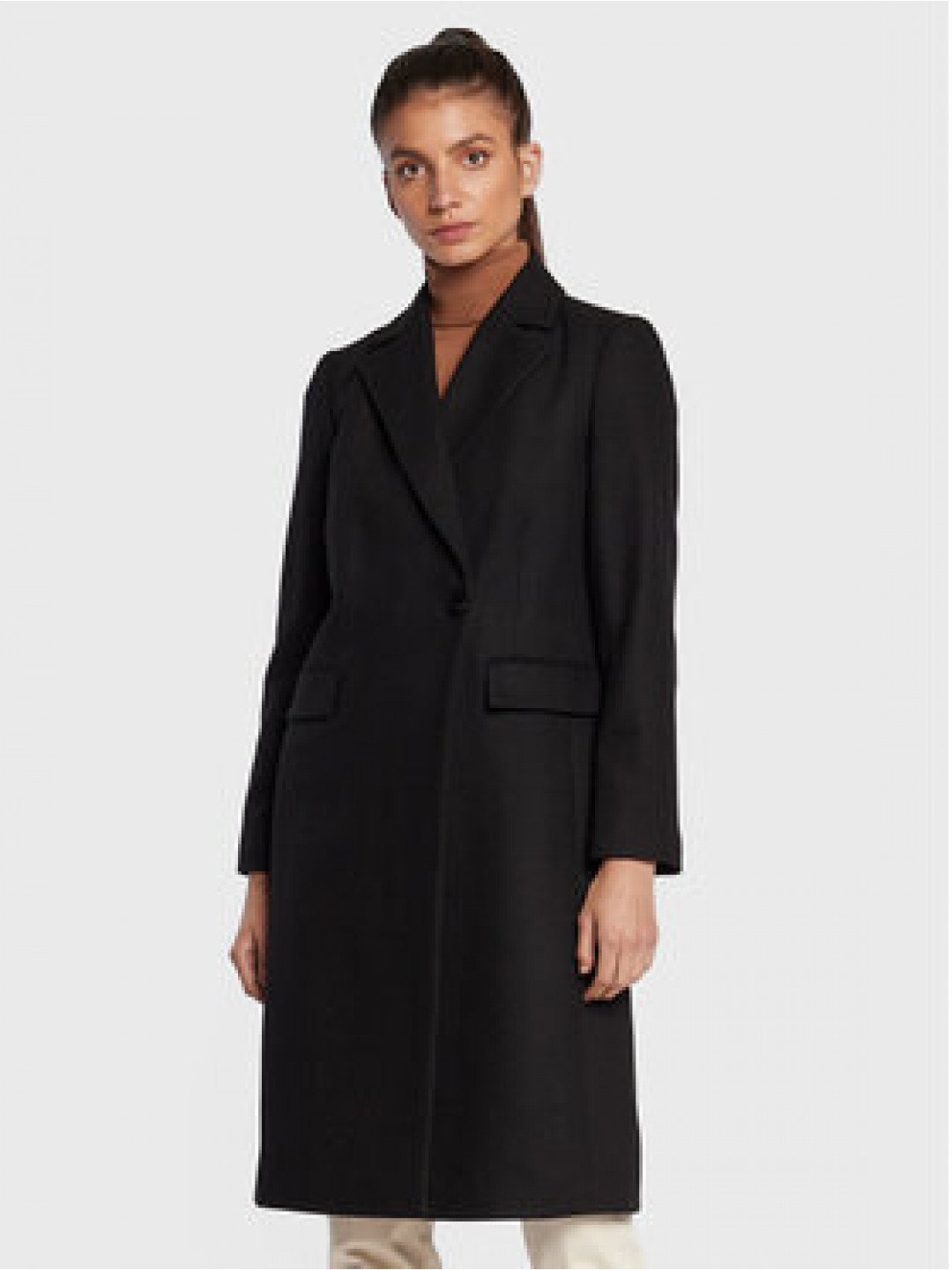 Sisley Zimní kabát 2BOYLN019 Černá Regular Fit