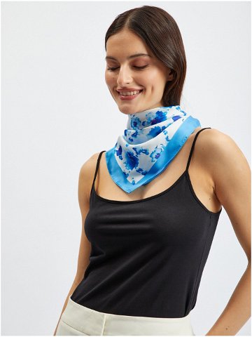 Modro-bílý dámský květovaný šátek ORSAY