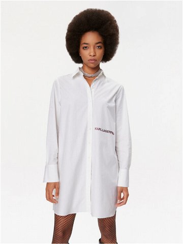 KARL LAGERFELD Košilové šaty Ikonik 235W1600 Bílá Regular Fit