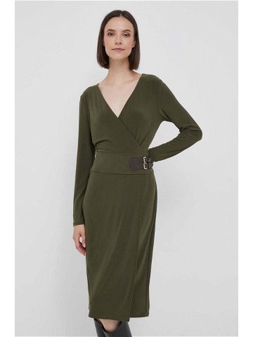 Šaty Lauren Ralph Lauren zelená barva midi