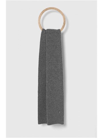 Šátek z vlněné směsi Calvin Klein šedá barva hladký