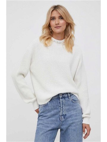 Bavlněný svetr Calvin Klein Jeans béžová barva s pologolfem