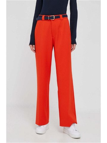 Kalhoty Rich & Royal dámské oranžová barva jednoduché high waist