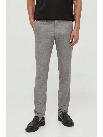 Kalhoty Tommy Hilfiger pánské šedá barva přiléhavé