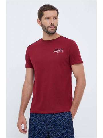 Bavlněné tričko Tommy Hilfiger vínová barva UM0UM02916