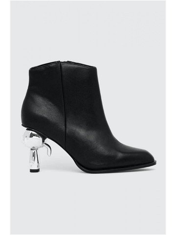 Kožené kotníkové boty Karl Lagerfeld IKON HEEL dámské černá barva na podpatku KL39035